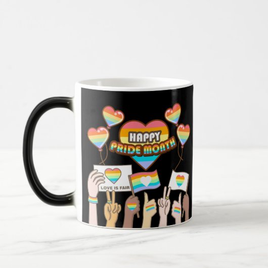Mug Magique Fierté amour. L'amour est juste. Mois de fierté. (Gauche)
