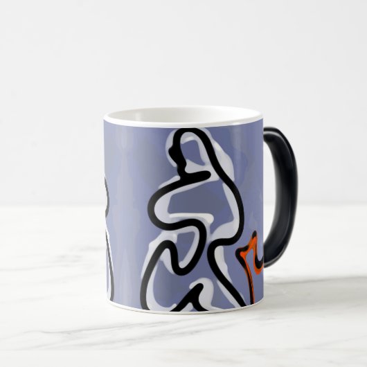 Mug Magique Figure avec Feline : bleu Abstrait, orange, B & W (Devant droit)