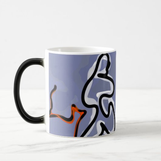 Mug Magique Figure avec Feline : bleu Abstrait, orange, B & W (Gauche)