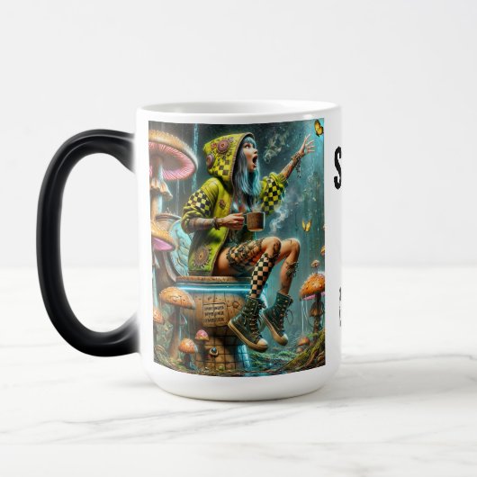 Mug Magique fille cyberpunk sur champignon (Gauche)