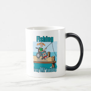 Mug Magique Fille dans la pêche de fauteuil roulant