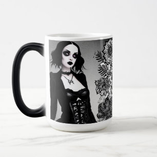 Mug Magique Fille gothique noire et blanche