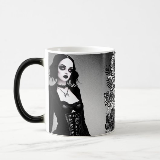 Mug Magique Fille gothique noire et blanche (Gauche)