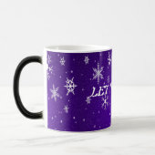 Mug Magique Flèches de neige blanches Bleu pourpre Arrière-pla (Gauche)