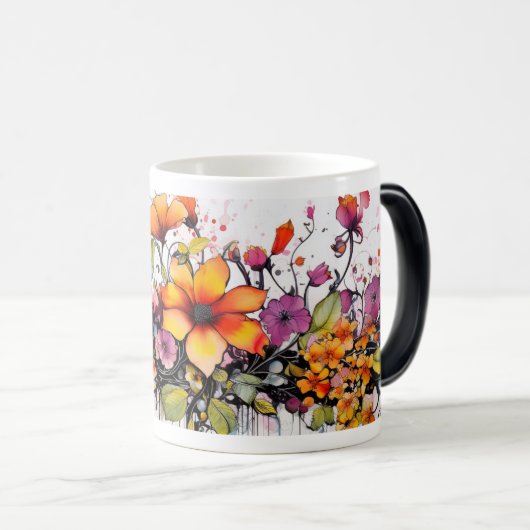 Mug Magique Fleur de Jardin Vibrant - Beauté Florale (Devant droit)