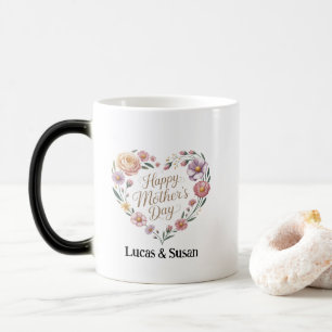 Mug Magique Fleur Florale blanche Bonne fête des mères Café ca