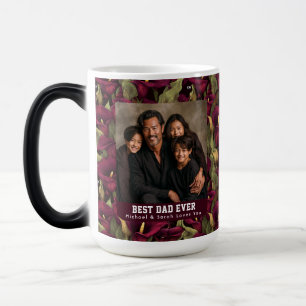 Mug Magique Fleurs de lys calla rétro Photo de beau-père en cé