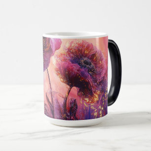 Mug Magique Fleurs et papillons fantaisistes lilas en rose et
