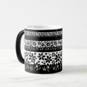 Mug Magique Fleurs noir et blanc (Devant gauche)
