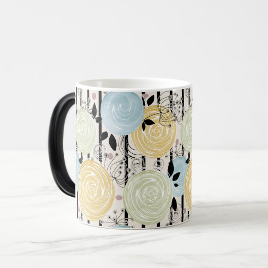 Mug Magique Fleurs rétro abstraites (Devant gauche)