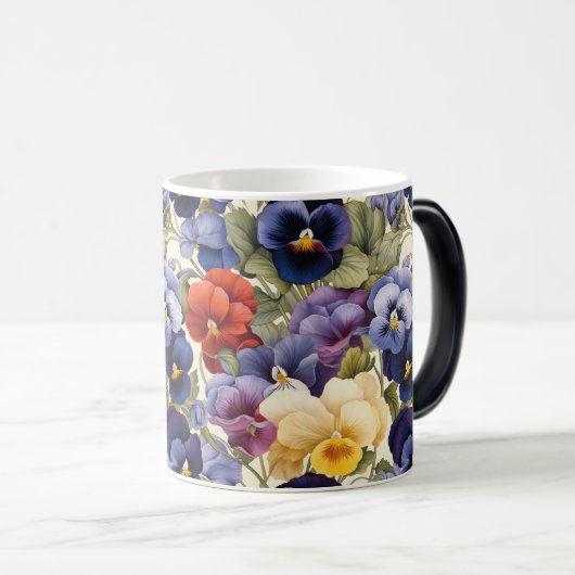 Mug Magique Floral Pansy coloré Fleur sans joint (Devant droit)