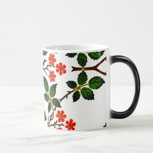 Mug Magique Flore du 19e siècle Feuillage vert rose (Droite)