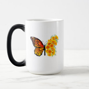 Mug Magique Flower Butterfly with Yellow California Poppy