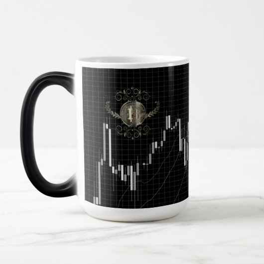 Mug Magique Forex Chandlestico Graphique Avec Pièce Bitcoin Or (Gauche)