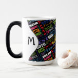 Mug Magique Fun 60ème anniversaire fête Monogramme personnalis<br><div class="desc">Typographie unique et spéciale thème 60e anniversaire décoration et cadeaux de fête. Le texte comprend féroce et fab à 60. fabuleux à 60, fête extraordinaire de 60ème anniversaire, extra spécial 60ème anniversaire, heureux 60ème anniversaire, rocking 60ème anniversaire, beau à 60, et extraordinaire 60ème anniversaire. Texte coloré clair en jaune, rose,...</div>
