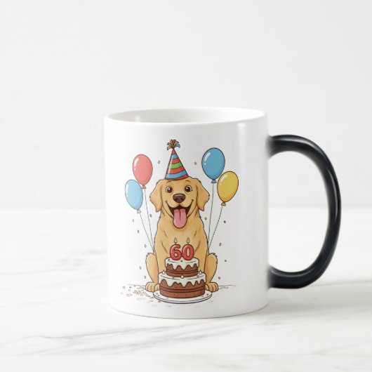 Mug Magique Funny Chien Casquette de la fête du 60e anniversai (Droite)
