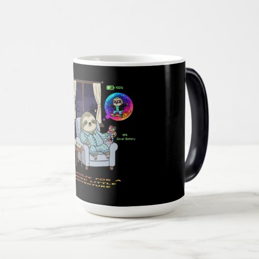 Mug Magique Funny Introvert Sloth Low Social Battery Adventur (Devant droit)
