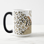 Mug Magique Glittery Lotus Leopard Monogramme Personnalisé (Gauche)