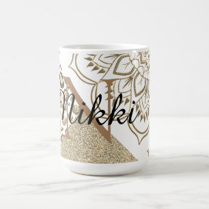 Mug Magique Glittery Lotus Leopard Monogramme Personnalisé
