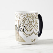 Mug Magique Glittery Lotus Leopard Monogramme Personnalisé (Devant droit)