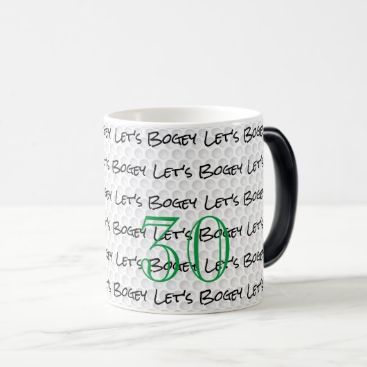 Mug Magique Golfing Anniversaire ÂGE LET'S BOGEY Golf Ball Fun (Devant droit)