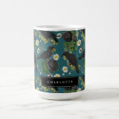 Mug Magique Goth Crows et Roses noirs Profond Turquoise Motif (Centre)