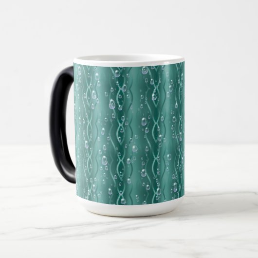 Mug Magique Gouttes de pluie sur du métal vert (Devant gauche)