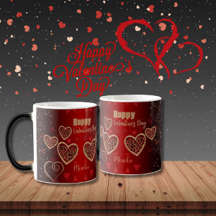 Mug Magique Gradient Red Gold Hearts Valentine