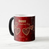 Mug Magique Gradient Red Gold Hearts Valentine (Devant gauche)