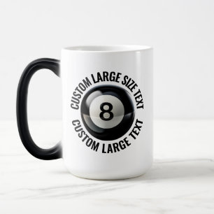 Mug Magique Grand texte et boule 8 de billard personnalisée de