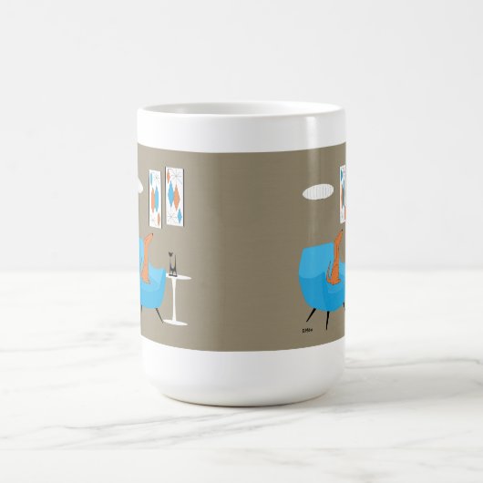 Mug Magique Gravure du milieu du siècle avec chien (Centre)