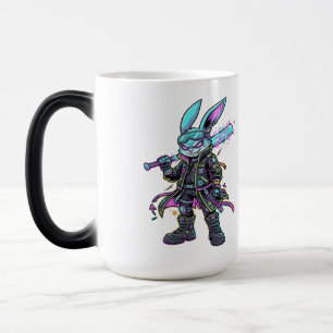 Mug Magique Guerrière Cyberpunk Lapin Néon – Lapin Futuriste