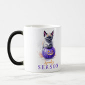 Mug Magique Halloween aquarelle siamese chat avec citrouille (Gauche)