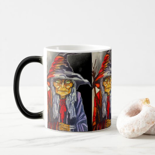 MUG MAGIQUE HALLOWEEN GLOWEN RED WITCH (Avec donut)