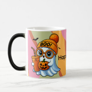 Mug Magique Halloween Mignon Fantôme Automne Rose Orange