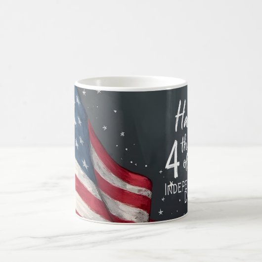 Mug Magique Happy 4th of July Vintage Flag Illustration Art (Centre)