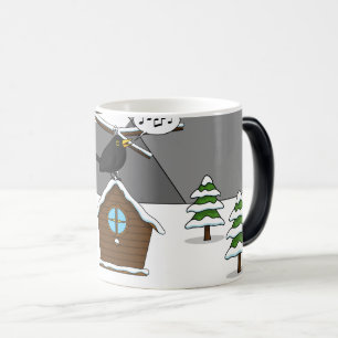 Mug Magique Happy Blackbird chanter dans le paysage hivernal