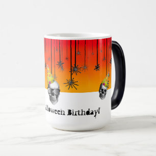 Mug Magique Happy Halloween Crânes d'anniversaire avec des cas