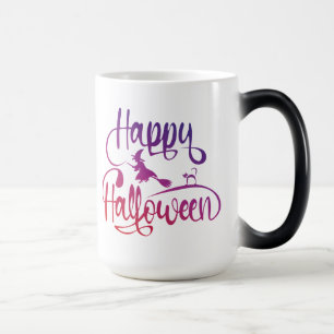 Mug Magique Happy Halloween dégradé volant sorcière chat