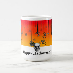 Mug Magique Happy Halloween orange ombre avec crânes