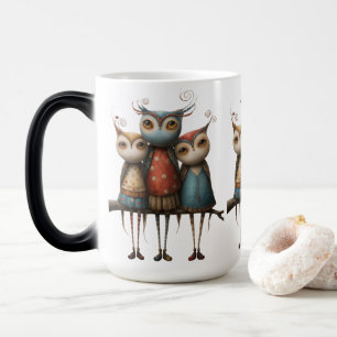 Mug Magique Hiboux fantaisistes vintage – Amis de la forêt rét