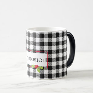 Mug Magique HO ! HO ! HO ! ! Plaid Christmas Holly Holiday Che