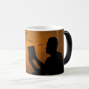 Mug Magique Homme Lecture livre se détendre seul Nature Sunset
