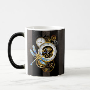 Mug Magique Horloge à vapeur avec libellule mécanique