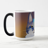 Mug Magique Illustration du soleil doré du chat bleu (Gauche)