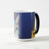 Mug Magique Illustration du soleil doré du chat bleu (Devant droit)