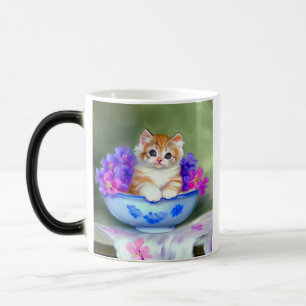 Mug Magique Illustration vintage de chaton orange et blanc