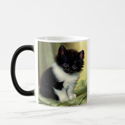 Mug Magique Illustration vintage Tuxedo Kitten (Gauche)