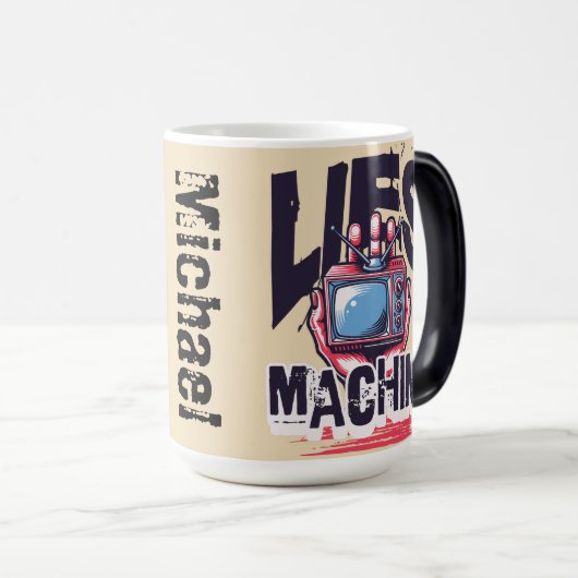 Mug Magique Image rétro Cool de nom personnalisé Télévision gr (Devant droit)