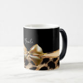 Mug Magique Impression animal léopard guépard à arc noir et or (Devant droit)